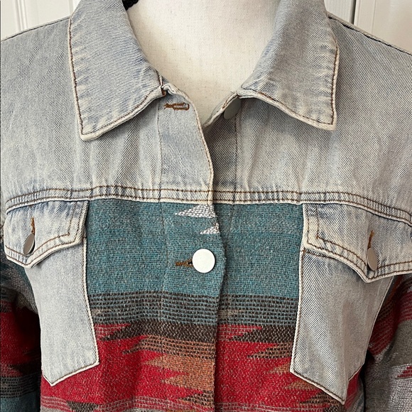 Aztec Patterned Denim Jacket - Picture 2 of 6